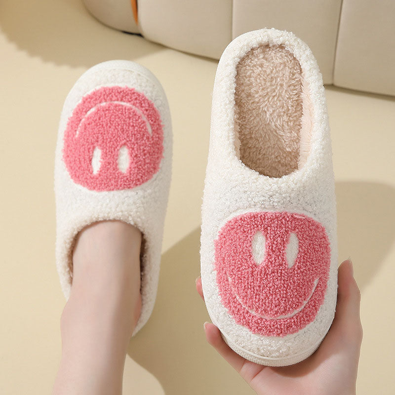 Ivyshape | Large Smiley Pattern Fur Slippers