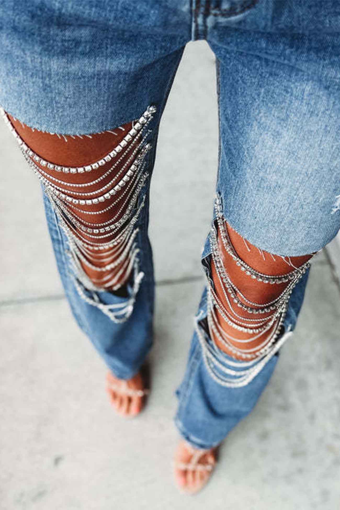 Chain Ripped Jeans