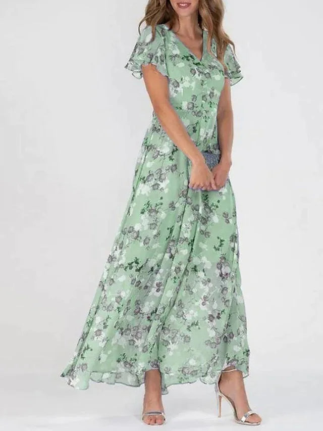 Ivyshape | Elegant Floral Chiffon Dress