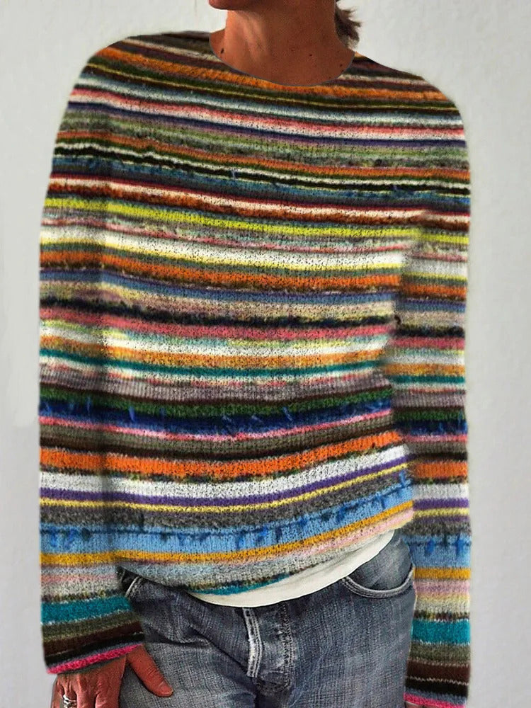 Ivyshape | Striped Inspired Knit Art Cozy Sweater