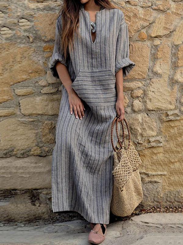 Stripe Loose Casual Maxi Dress