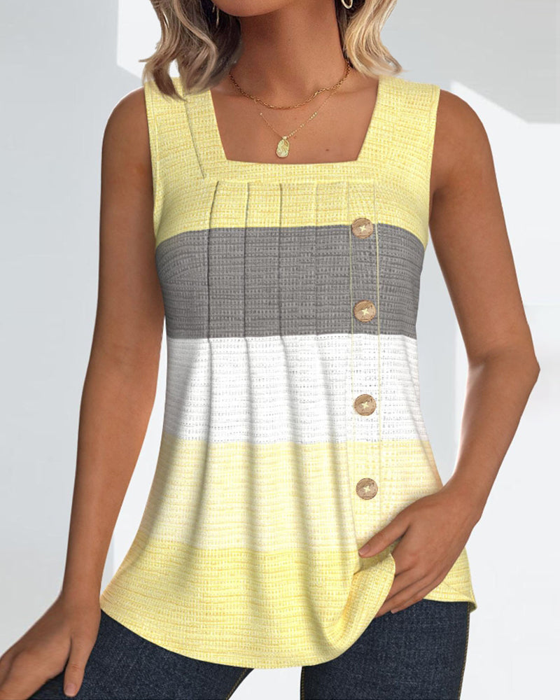 Ivyshape | Striped Top Buttons And Pleats