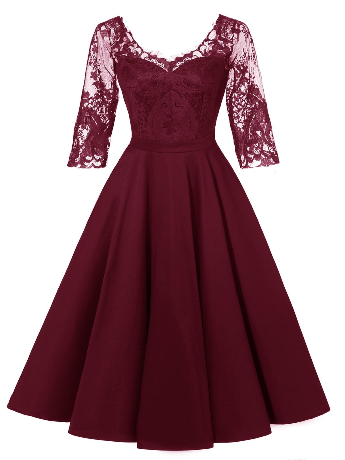 Lace Half Sleeve Swing Dress