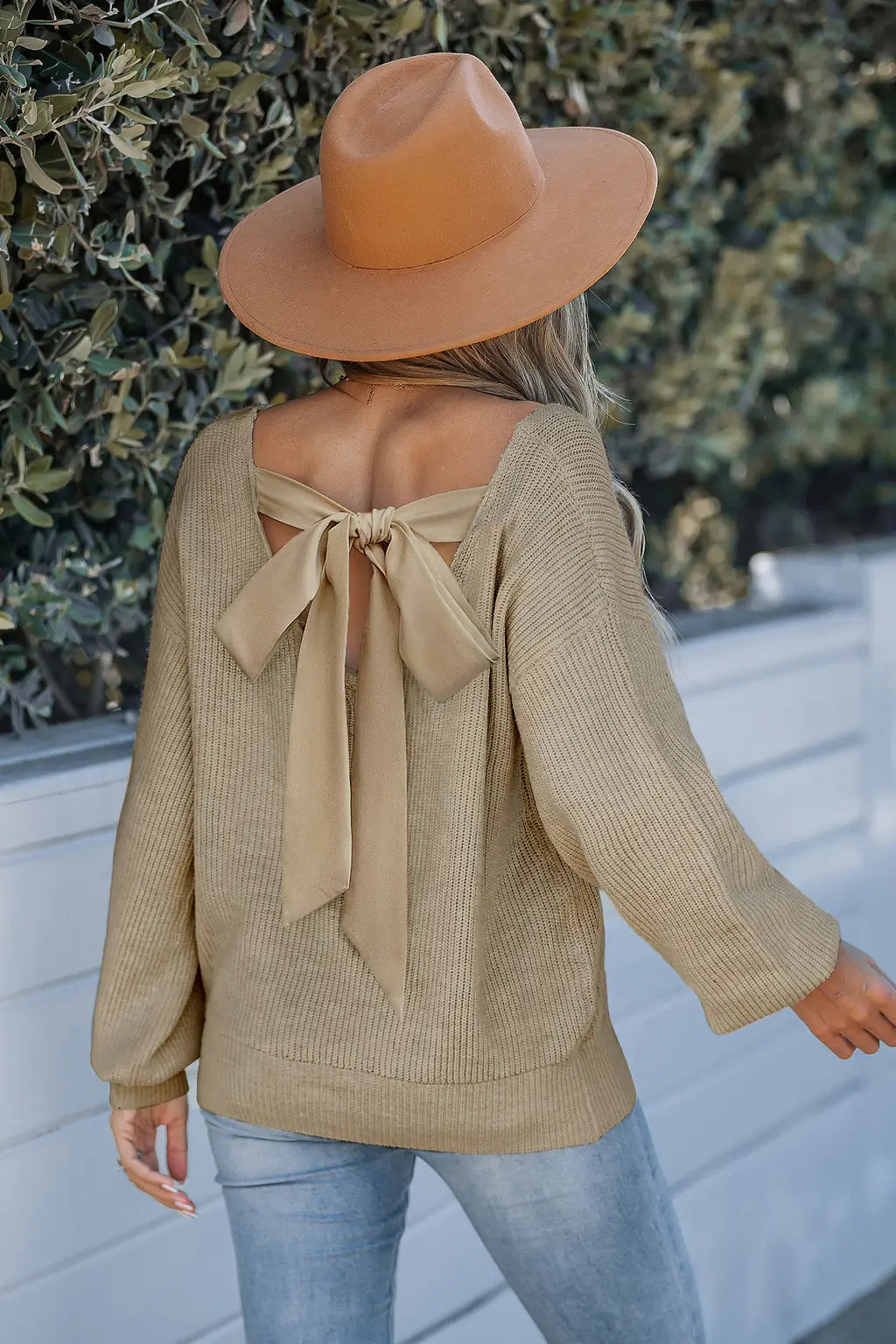 Ivyshape | V-Neck Bow Knitted Sweater