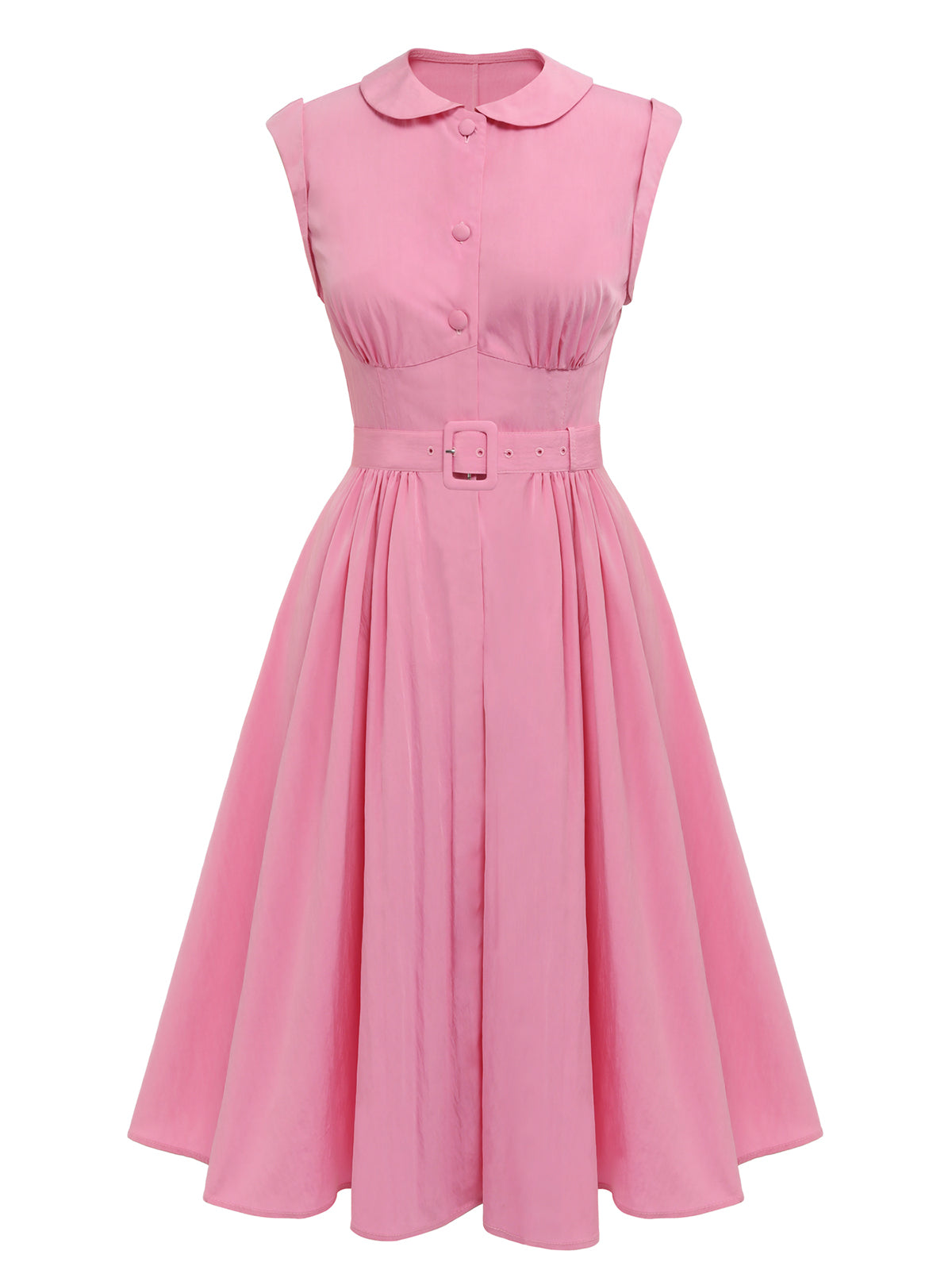 Pink Doll Collar Solid Dress