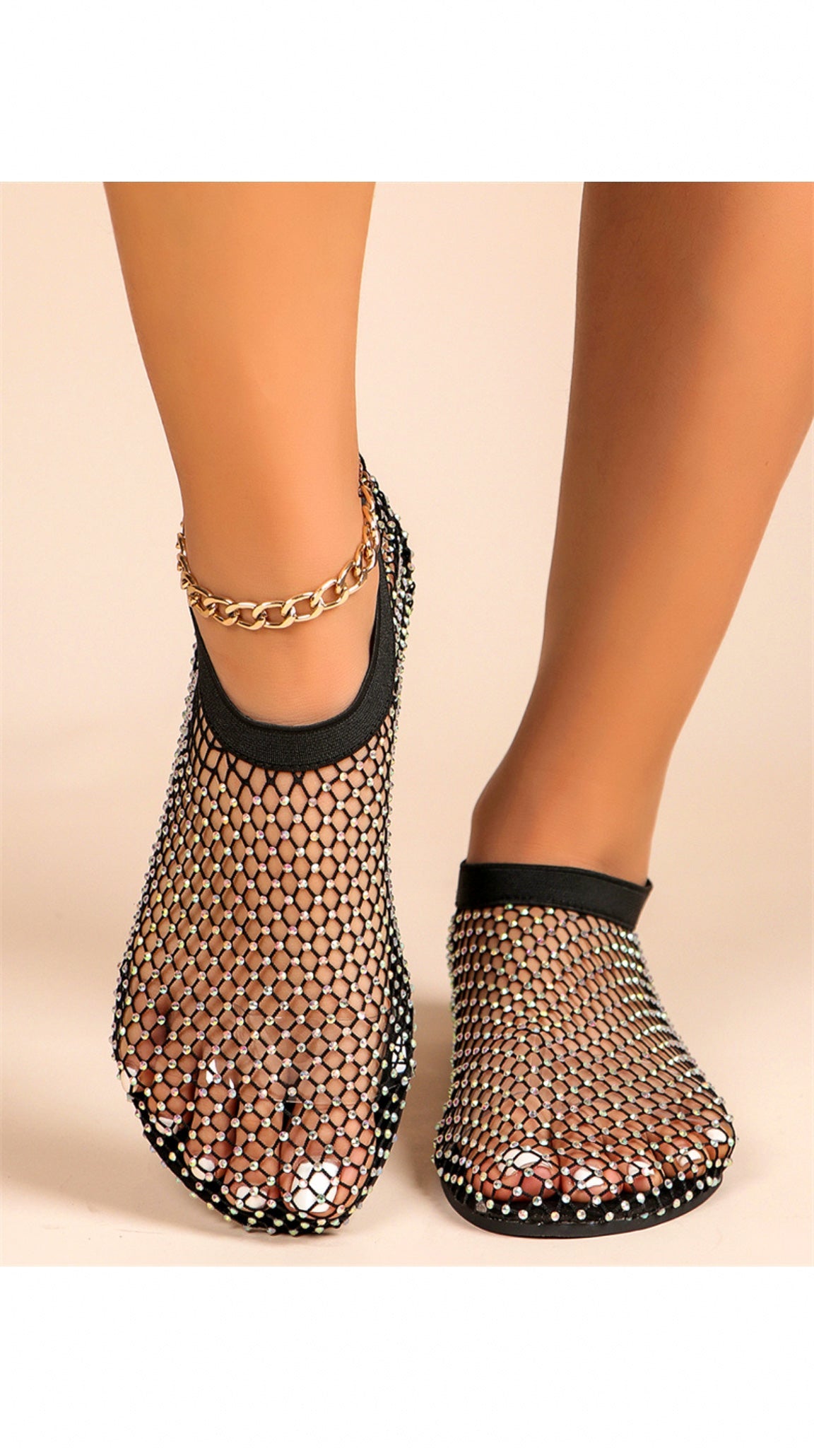 Diamante Embellished Mesh Flats