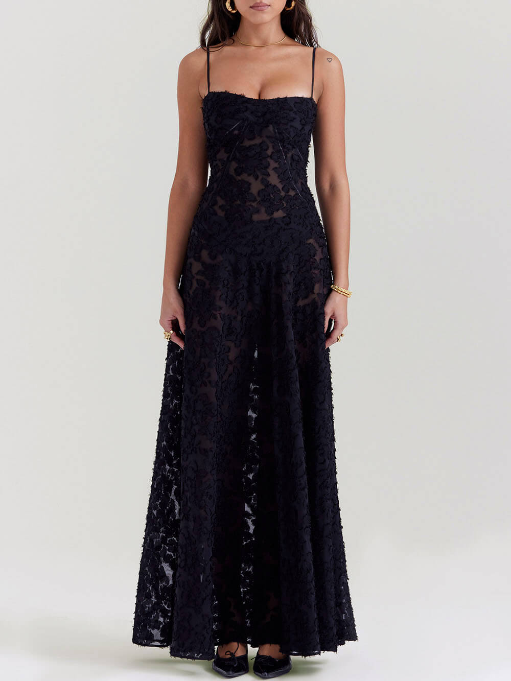 Ivyshape | Bloom Floral Lace Back Maxi Dress