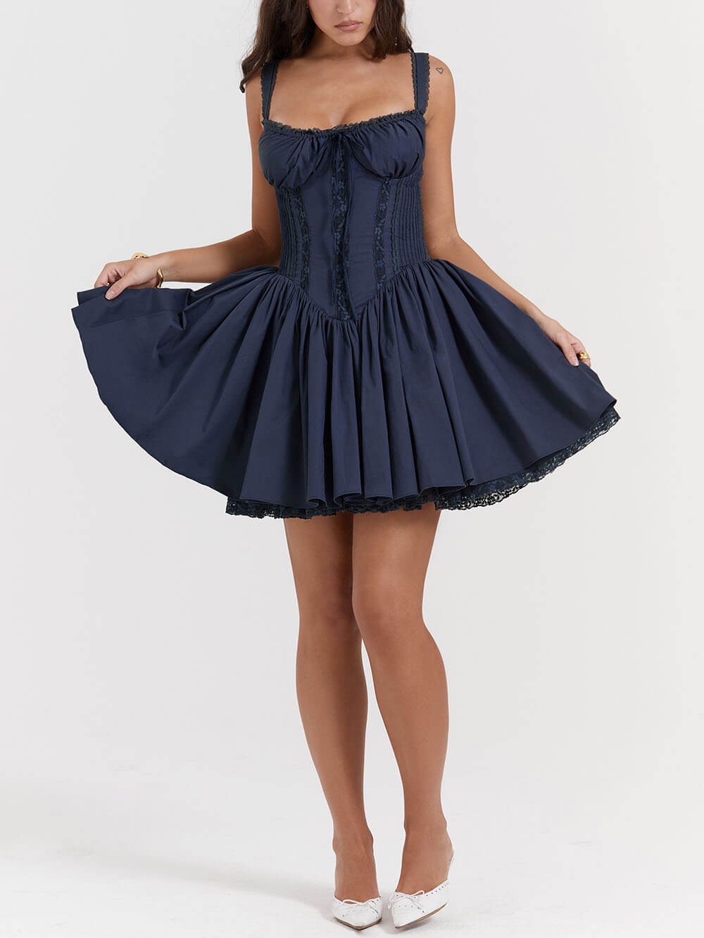 Ivyshape | French Navy Corset Mini Dress