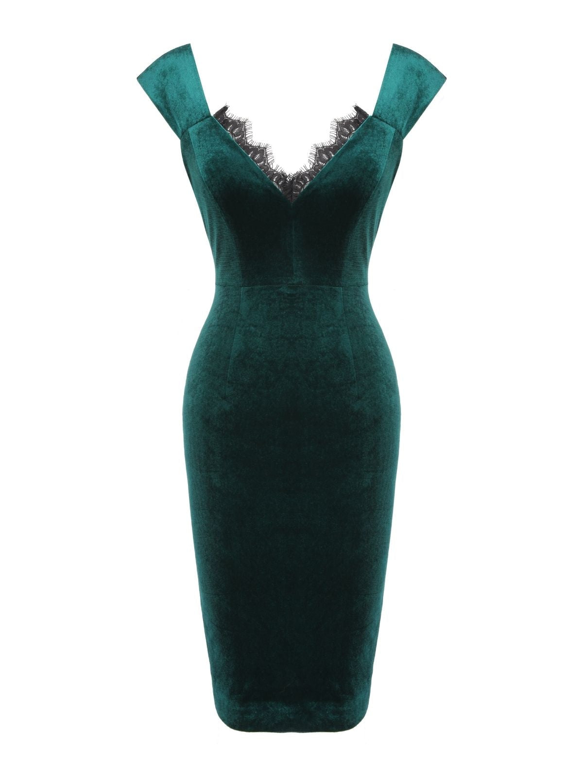 Green  Velvet Lace Patchwork Dress