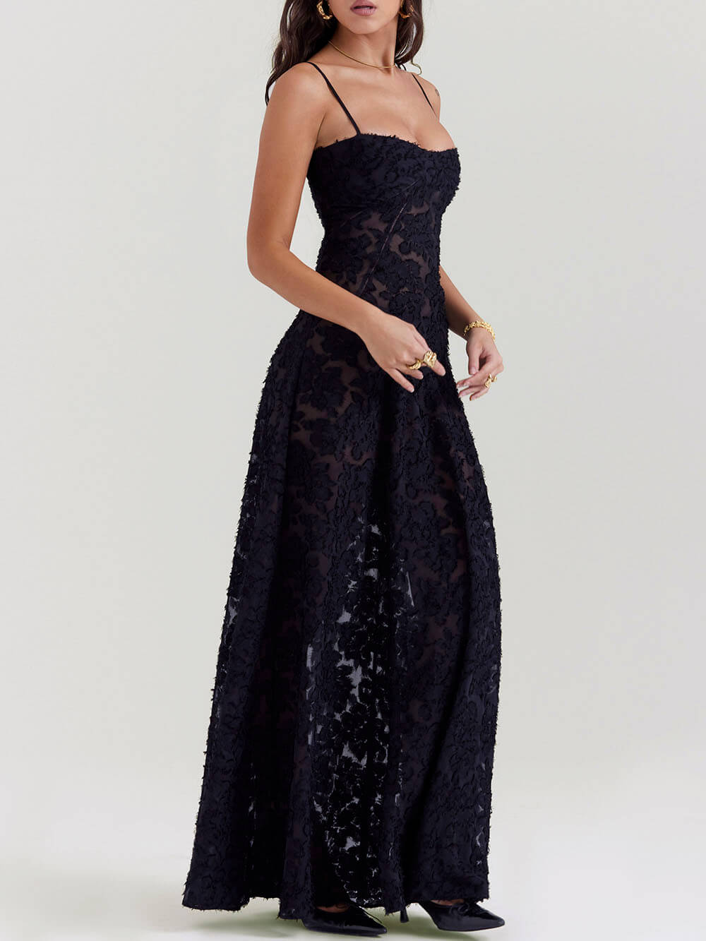 Ivyshape | Bloom Floral Lace Back Maxi Dress
