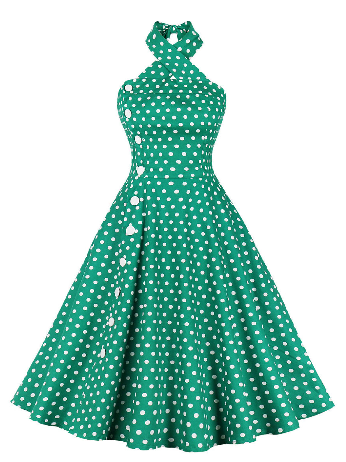 Green Polka Dot Halter Dress