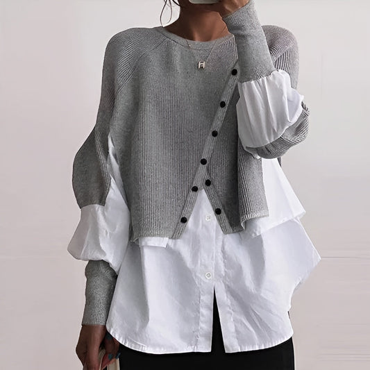 Ivyshape | Pullover with integrated shirt