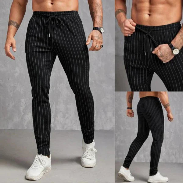 Ivyshape | Men's Pants with Stripe Pattern