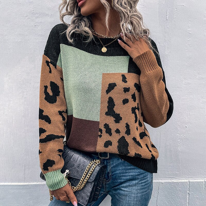 Ivyshape | Leopard Sweater with Bold Print