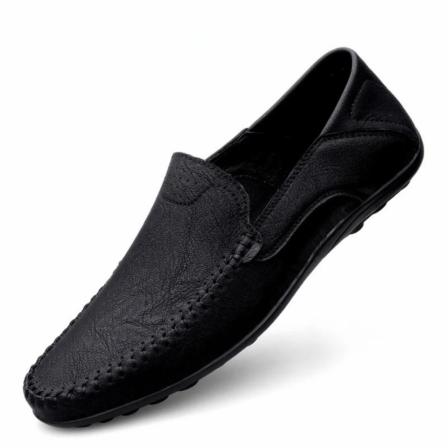 Ivyshape | Comfortable Leather Moccasins for Men Made of Pure Genuine Leather in Solid Color
