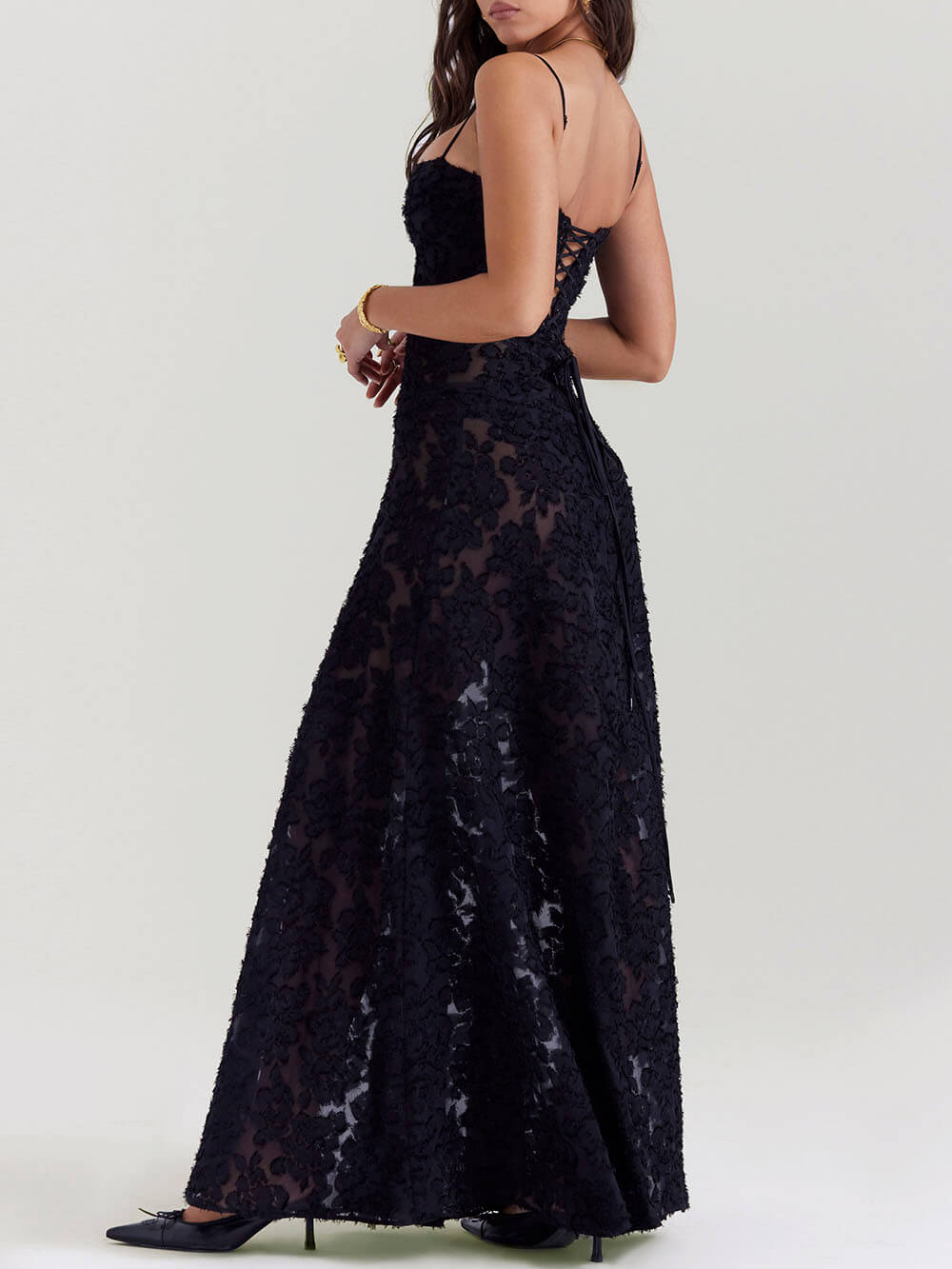 Ivyshape | Bloom Floral Lace Back Maxi Dress