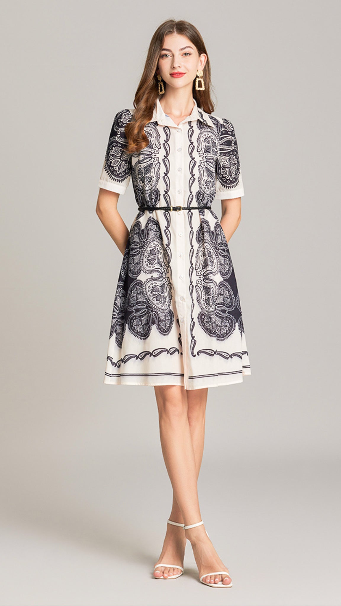 Paisley Printed Shirt Dress