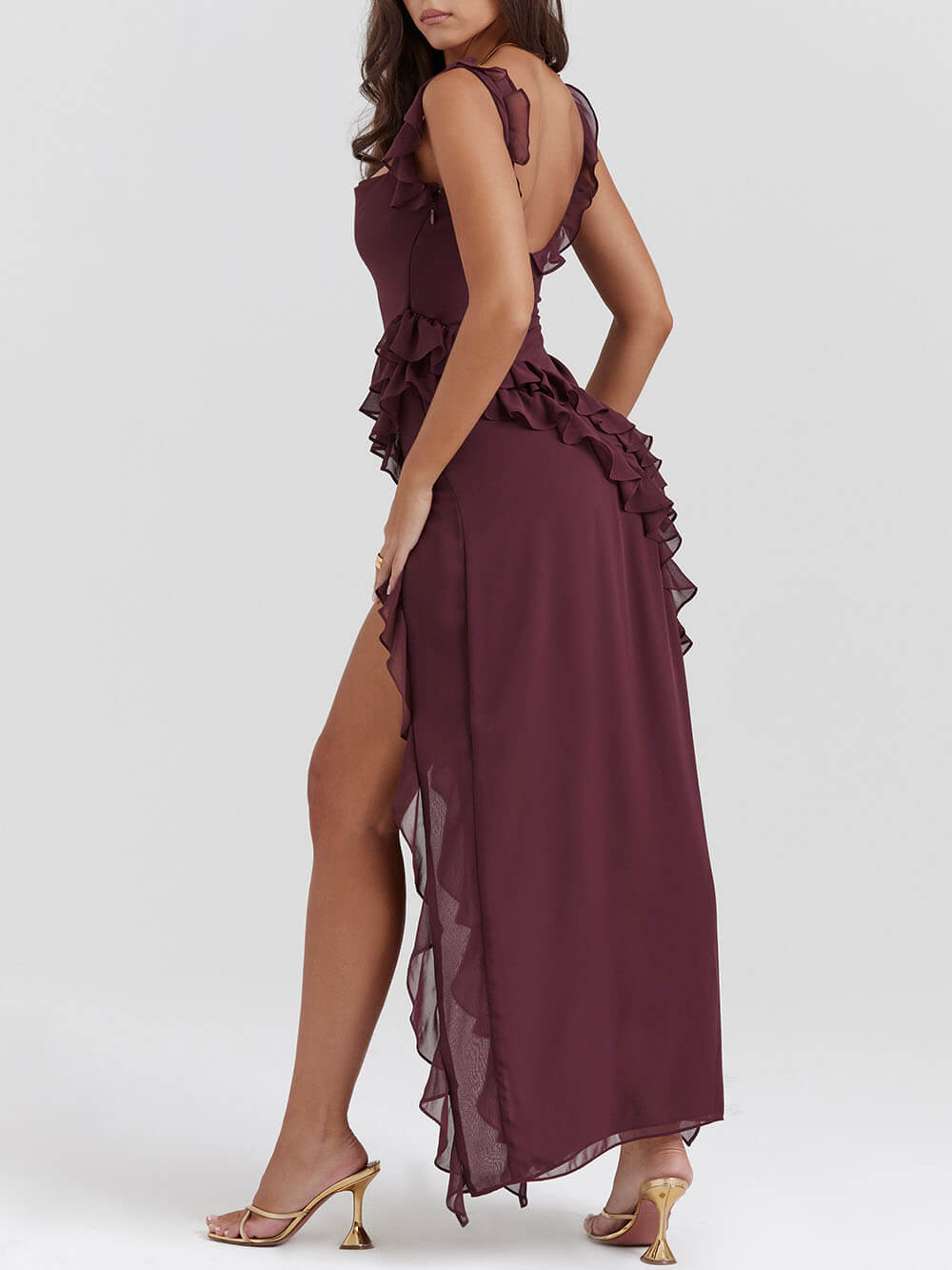 Ivyshape | Ruffled Asymmetrical Maxi Dress