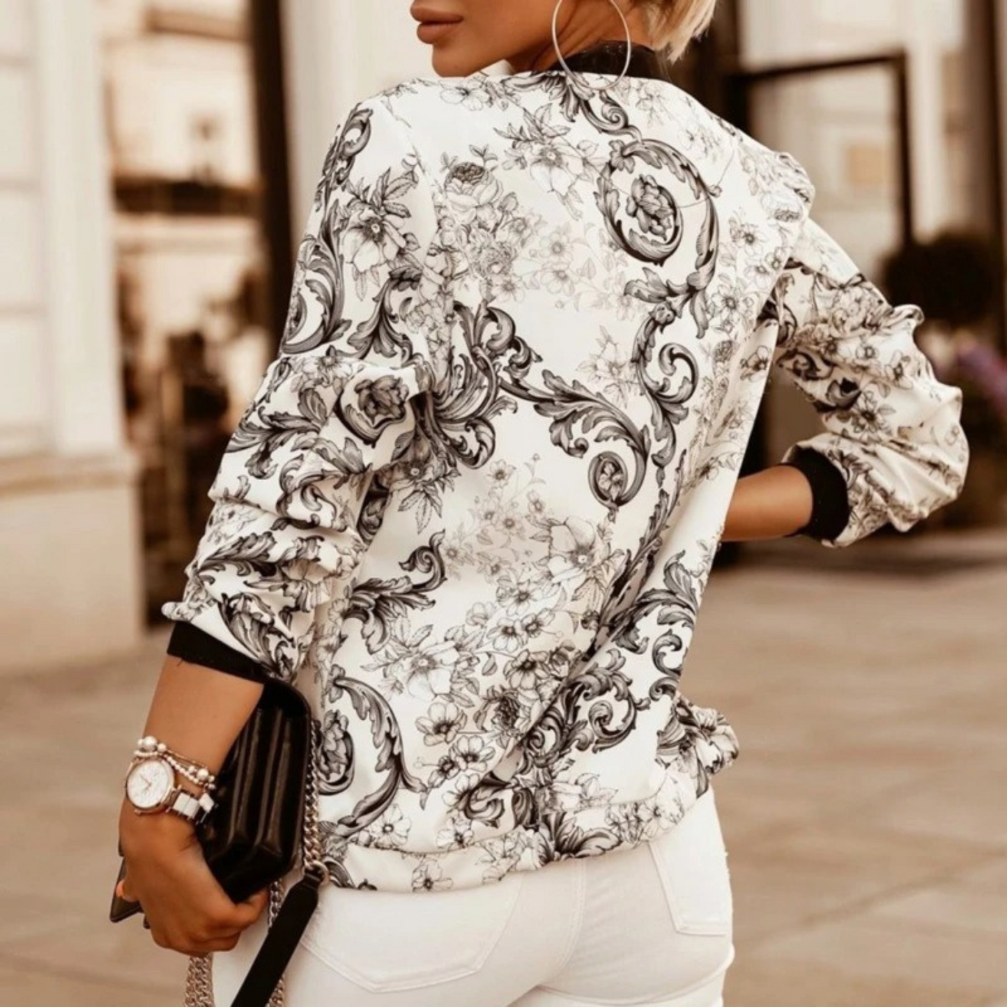 Ivyshape | Women's Floral Jacket Stylish