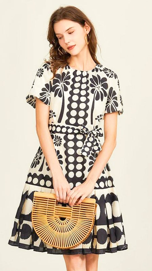 Black & White Contrast Printed Dress