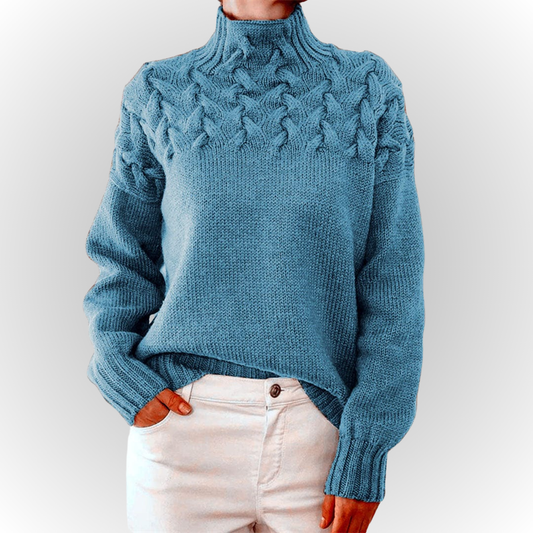 Ivyshape | Cozy Cable Knit Turtleneck Sweater