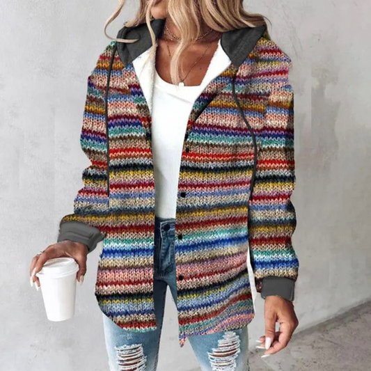 Ivyshape | Women's Knitted Colorful Jacket Plush