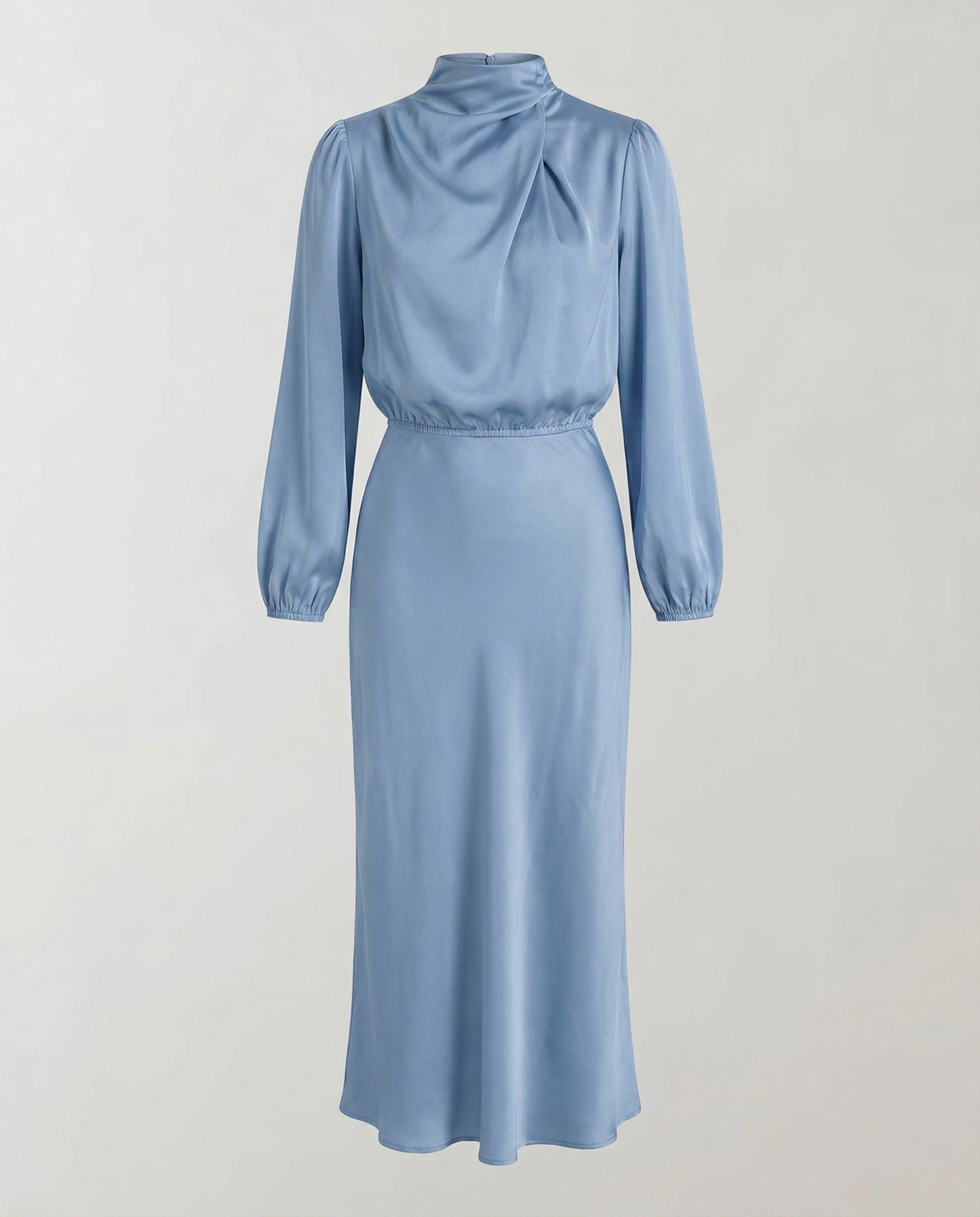 satin dress with smooth draped fit and long sleeves