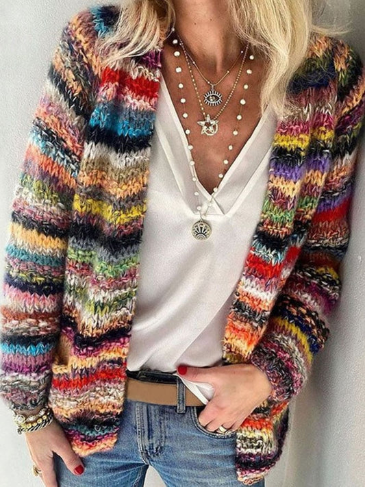Ivyshape | Colorful Striped Cardigan for Women