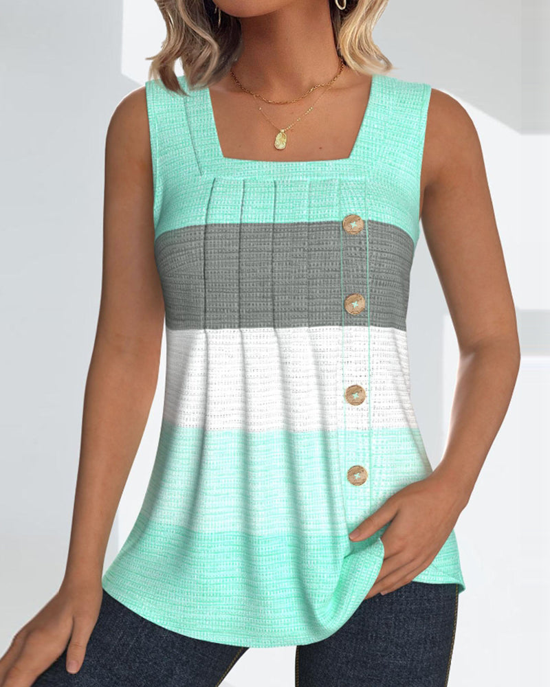 Ivyshape | Striped Top Buttons And Pleats