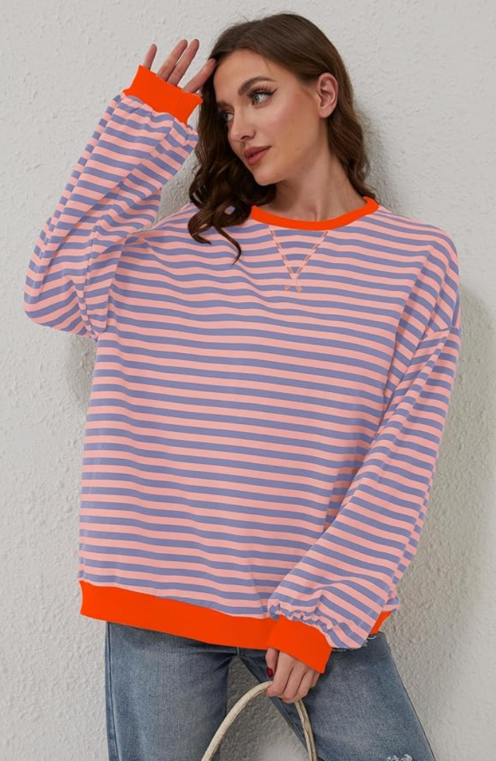 Ivyshape | Women's Striped Oversized Sweatercomfy