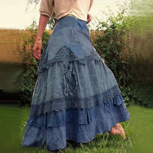 Ivyshape | Long Skirt In Boho Style