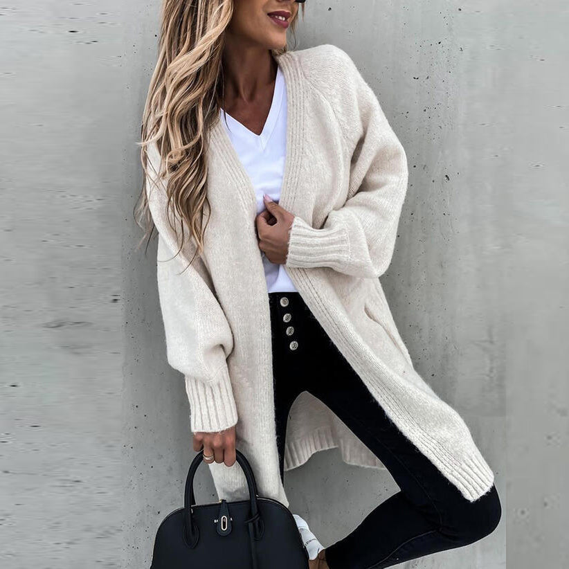 Ivyshape | Long Sleeve Simple Cardigan