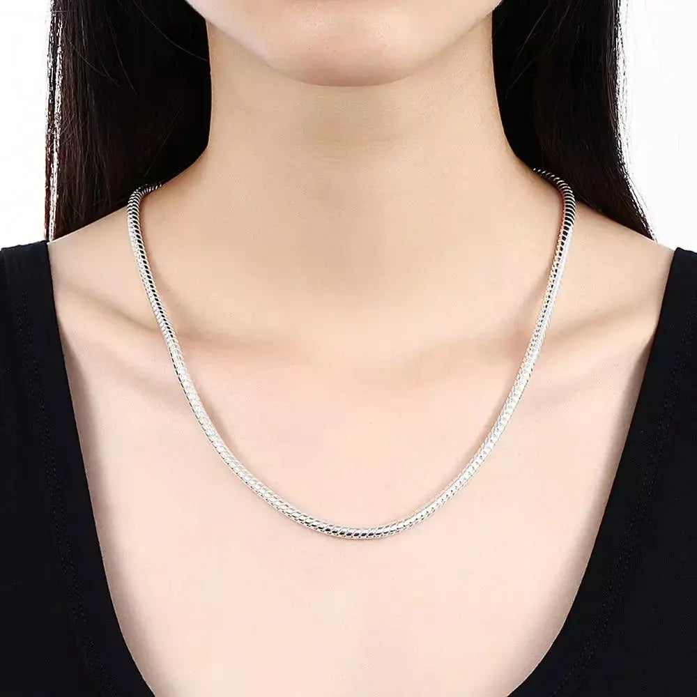IvyShape | 925 3mm Sterling Silver Snake Necklace