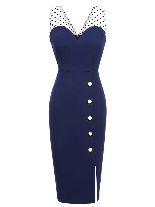 Dark Blue  Patchwork Pencil Dress