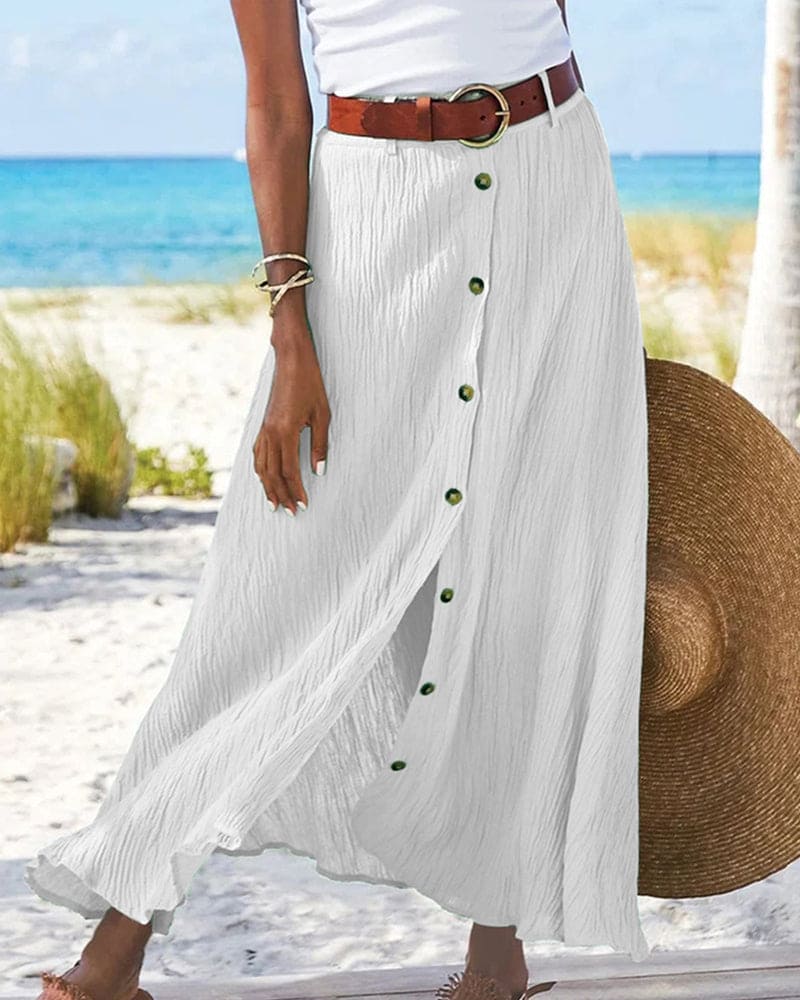 Ivyshape | Women's Maxi Skirt Buttoned