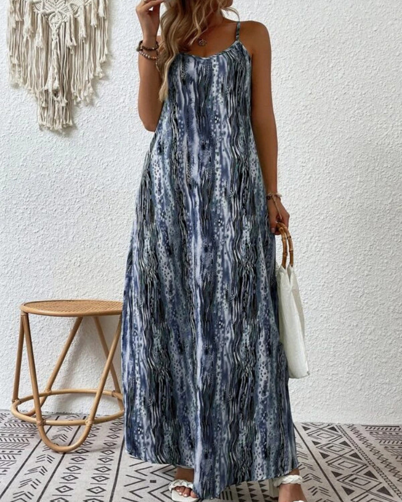 Summer Sleeveless Elegant Dress with Gradient Print | Ideal for Summer