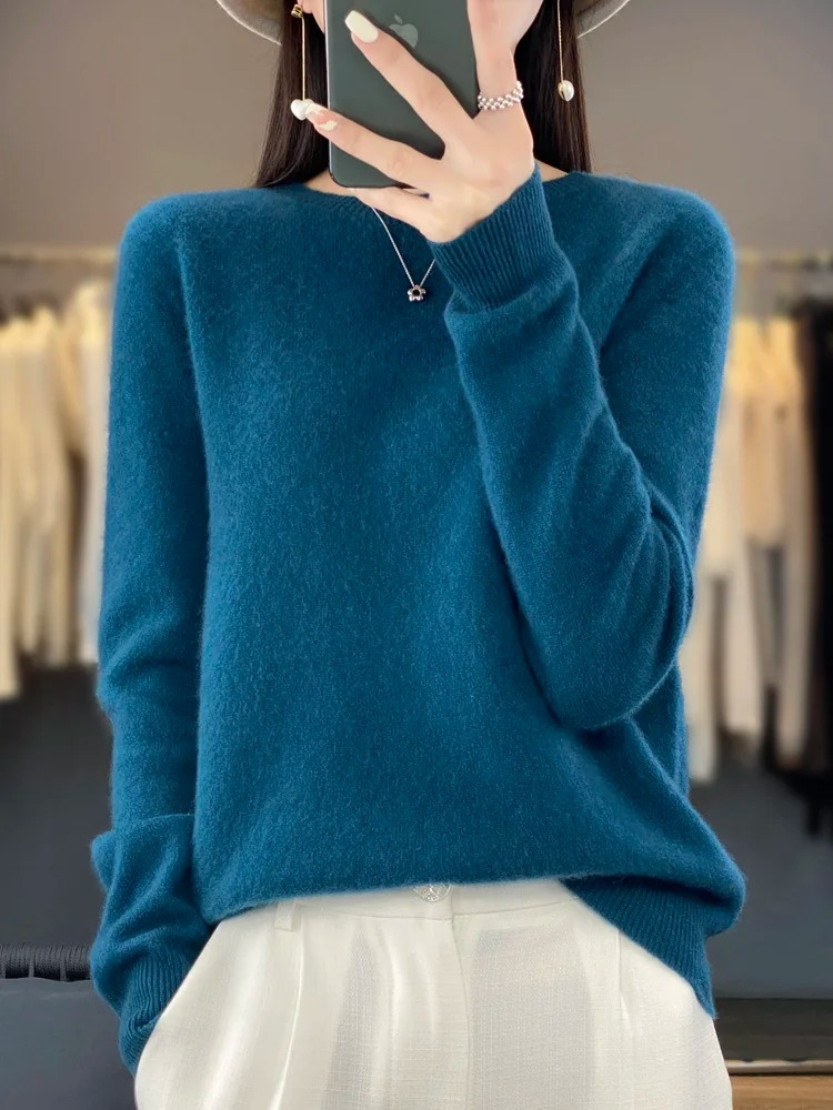 Ivyshape |Sweater Women Round Neck Soft and Elegant Sweater