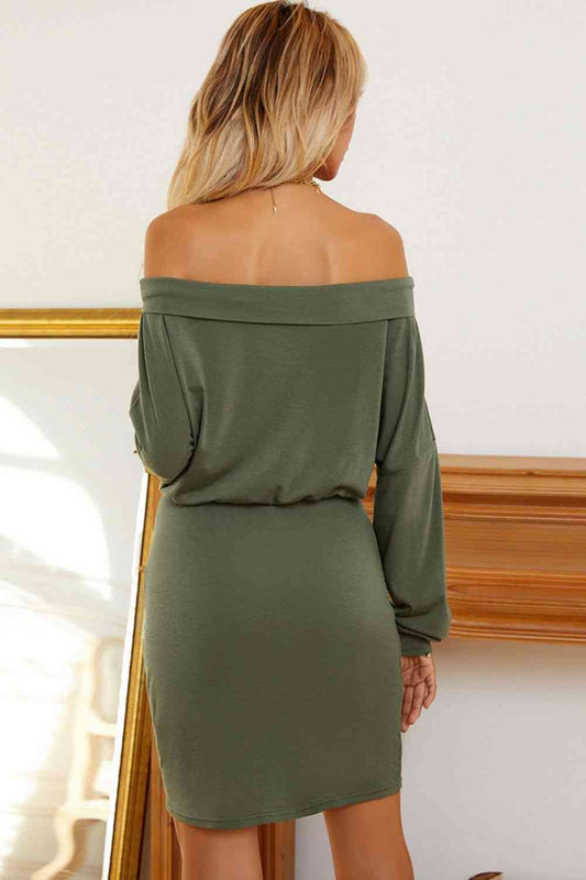 Off-Shoulder Long Sleeve Dress