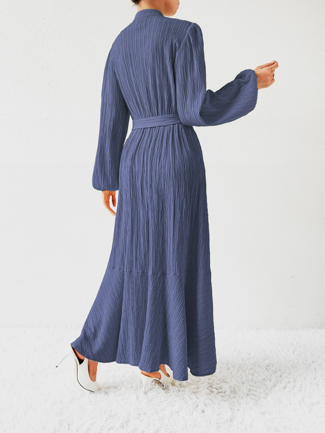 Ivyshape | Tie Waist Long Sleeve Dress