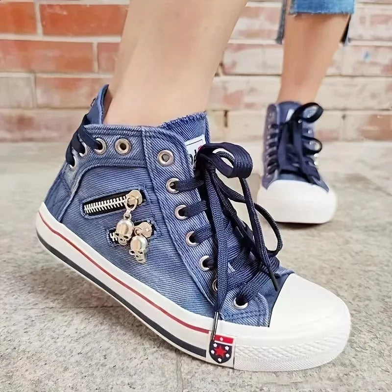 Trendy High-Top Denim Flats for Women