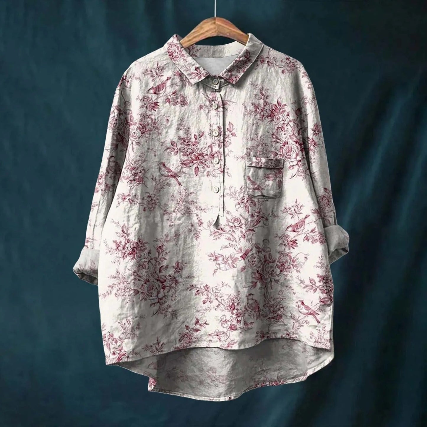 Vibrant Floral Print Blouse for Women (Large)