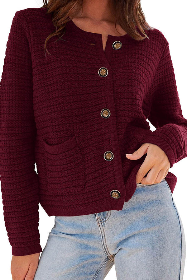 Ivyshape | Long-Sleeved Round Neck Knitted New Cardigan