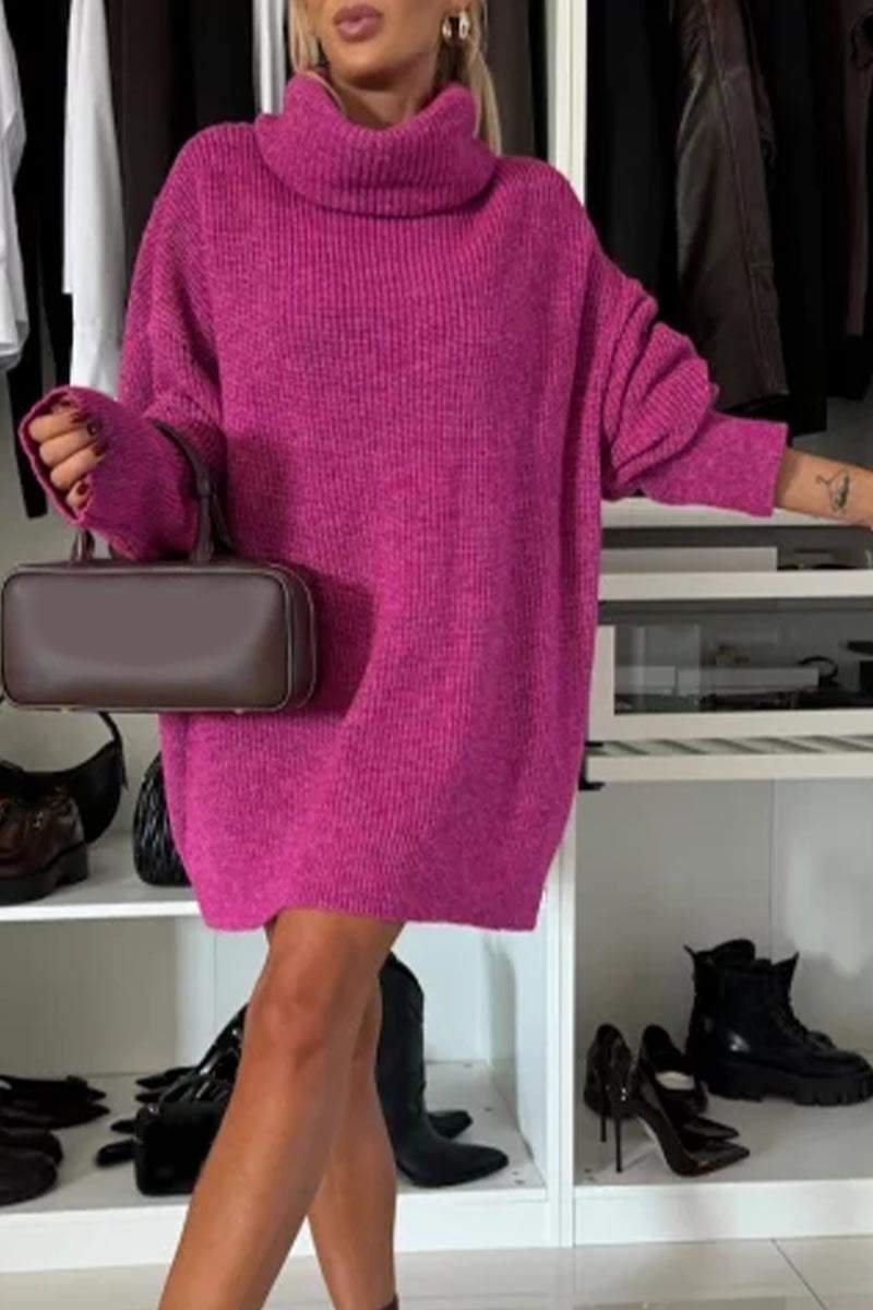 Ivyshape | Women's Long Sleeve Casual Sweater Dress with Pile Collar