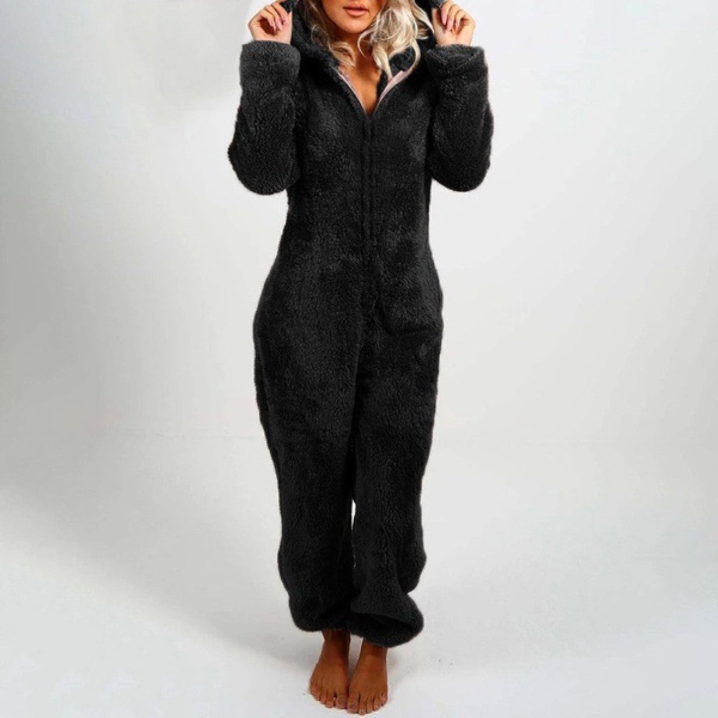 Ivyshape | Warm Hooded Overall Jumpsuit for Women