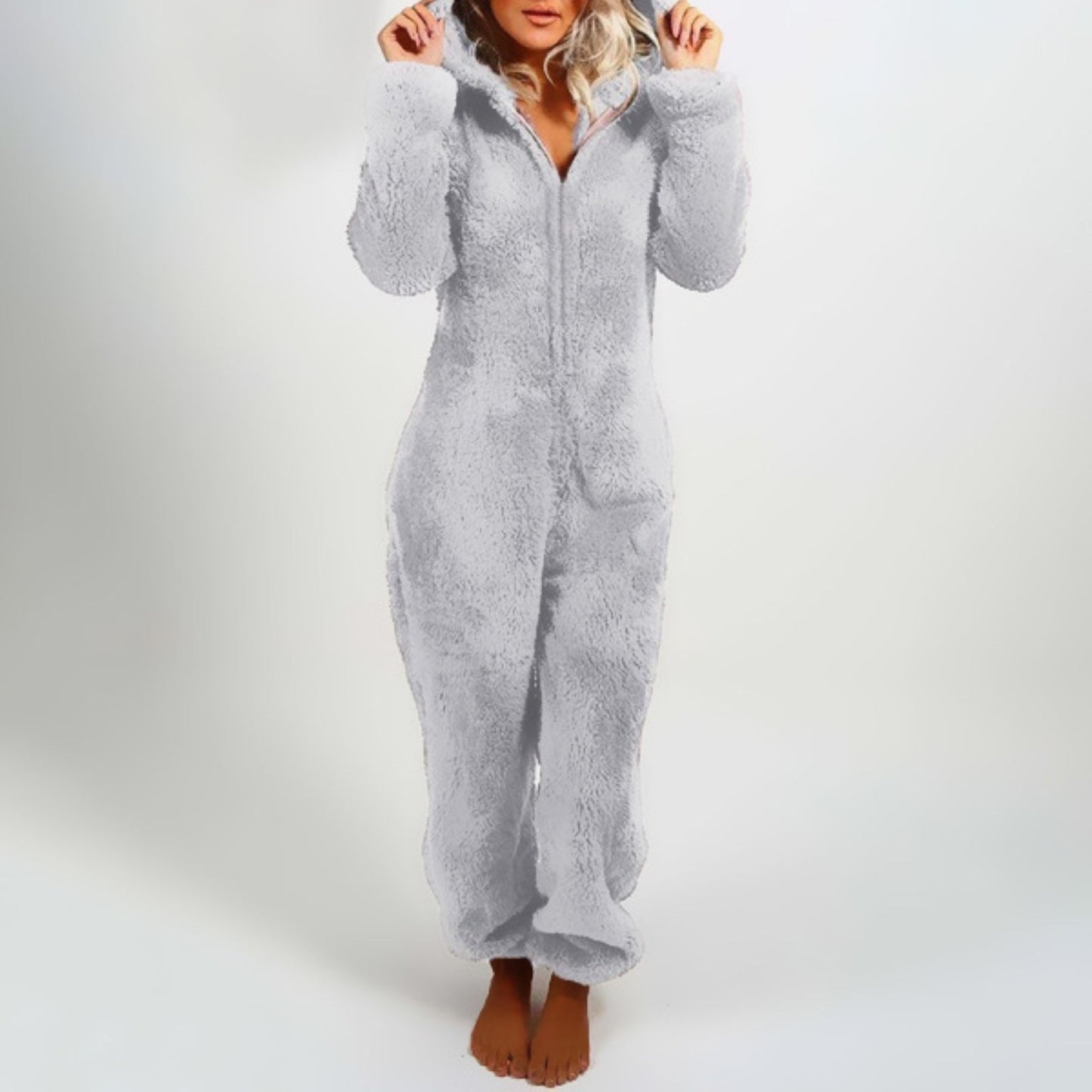 Ivyshape | Warm Hooded Overall Jumpsuit for Women