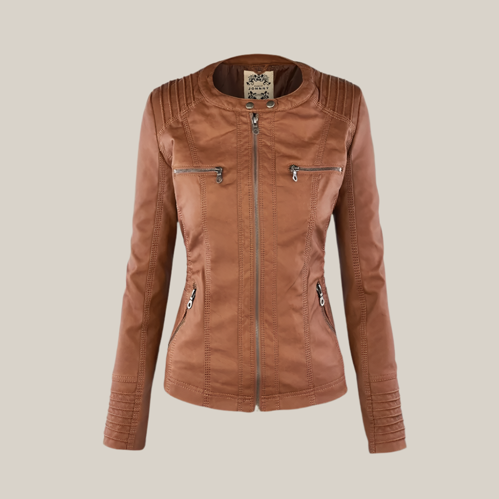 Ivyshape | Stylish Leather Coat