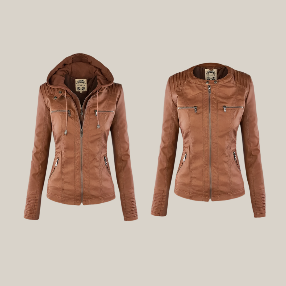 Ivyshape | Stylish Leather Coat