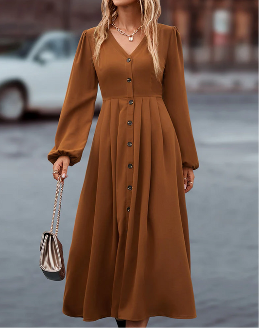 Summer Vintage Midi Dress with Puff Sleeves | Ideal for Summer