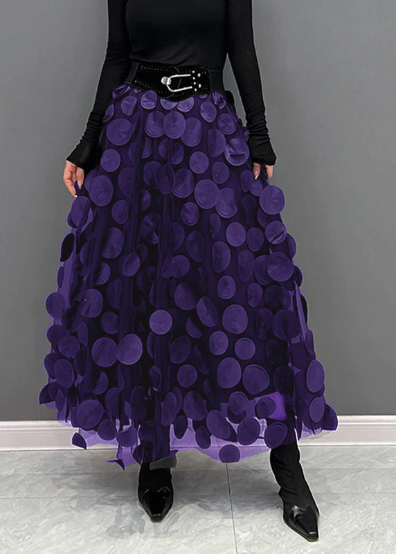 Ivyshape | Chic skirt made of polka dot and tulle patchwork