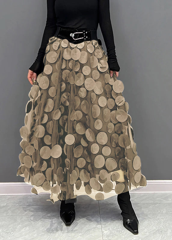 Ivyshape | Chic skirt made of polka dot and tulle patchwork